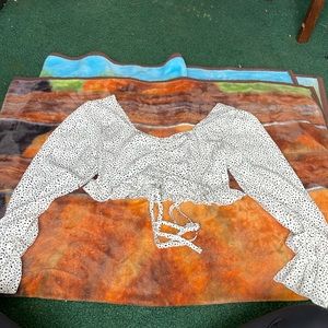 Off the shoulder long sleeve crop top